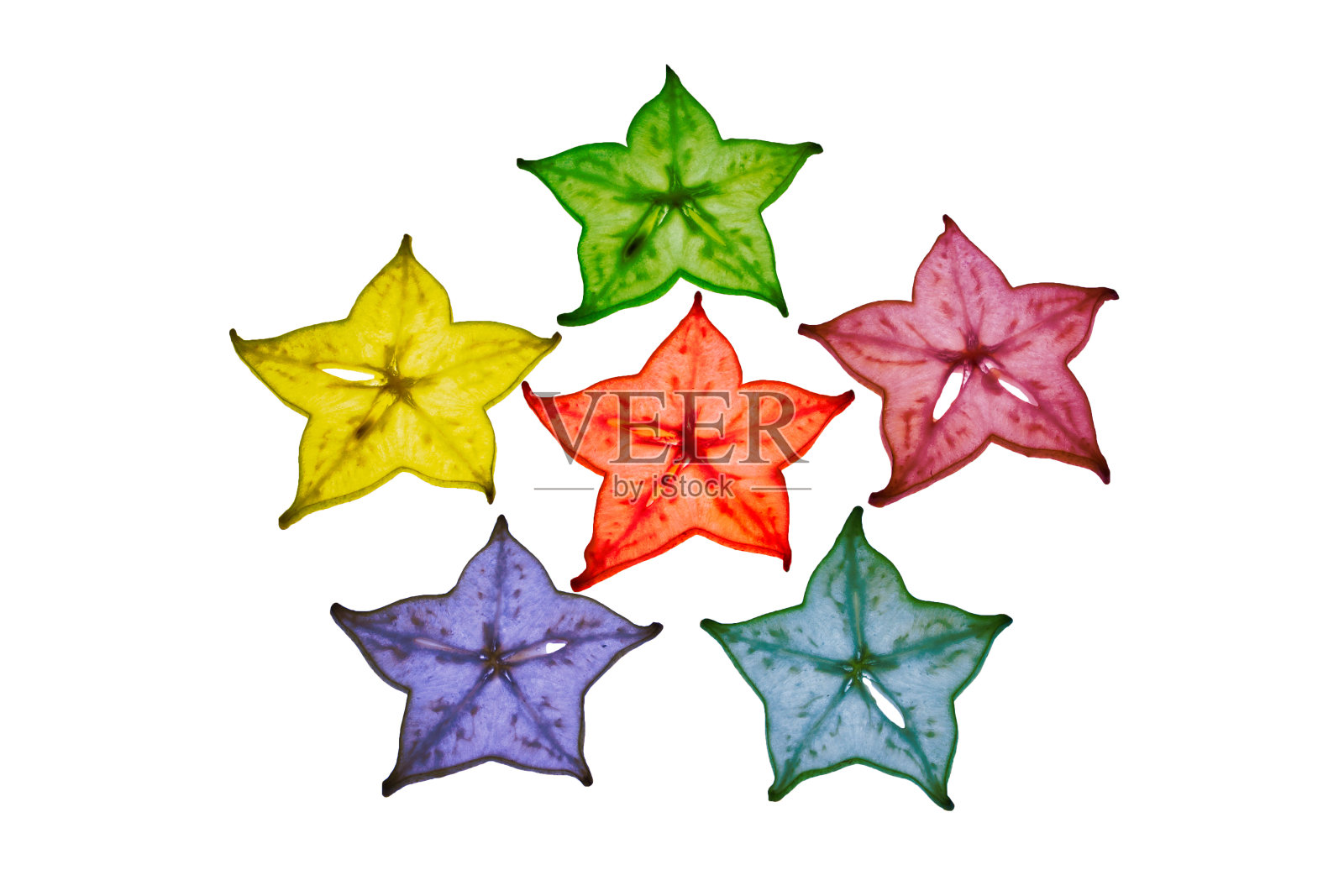 彩色杨桃在白色的背景照片摄影图片