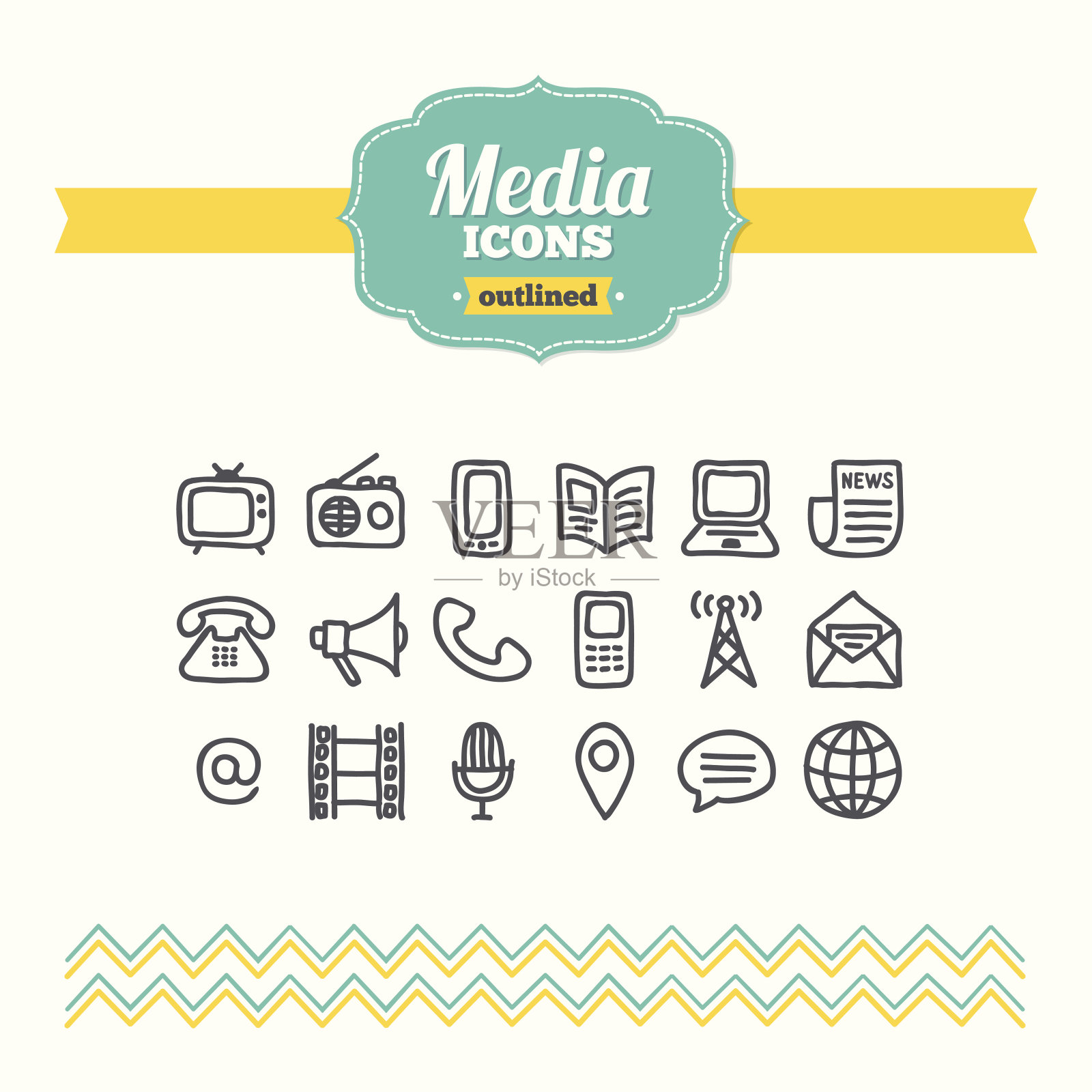 一套手绘媒体图标图标素材