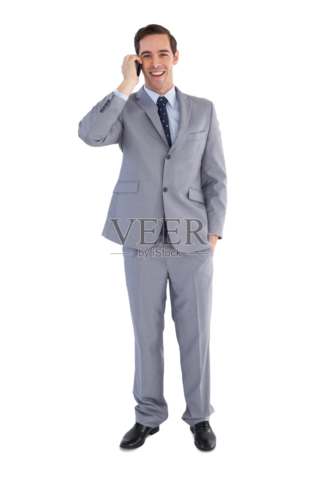 快乐的商人在电话里照片摄影图片