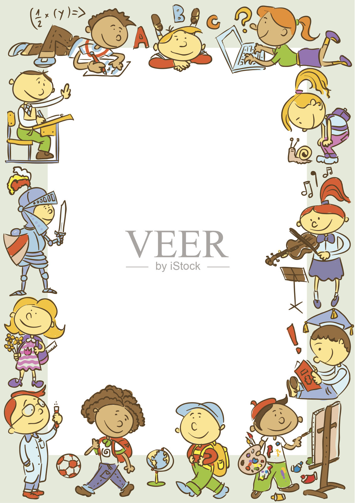 彩色设计的返校书写用纸插画图片素材