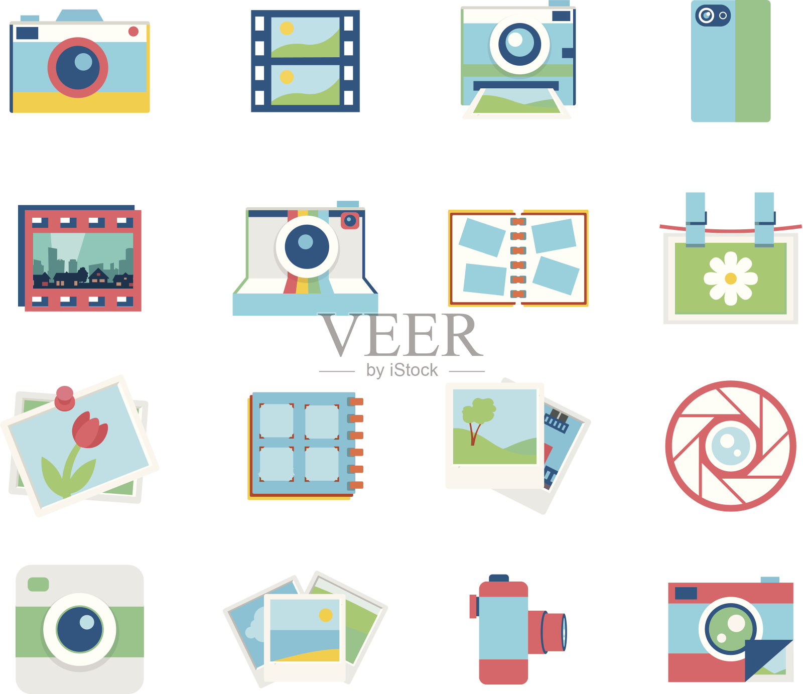 十六个色彩斑斓的摄影图标图标素材