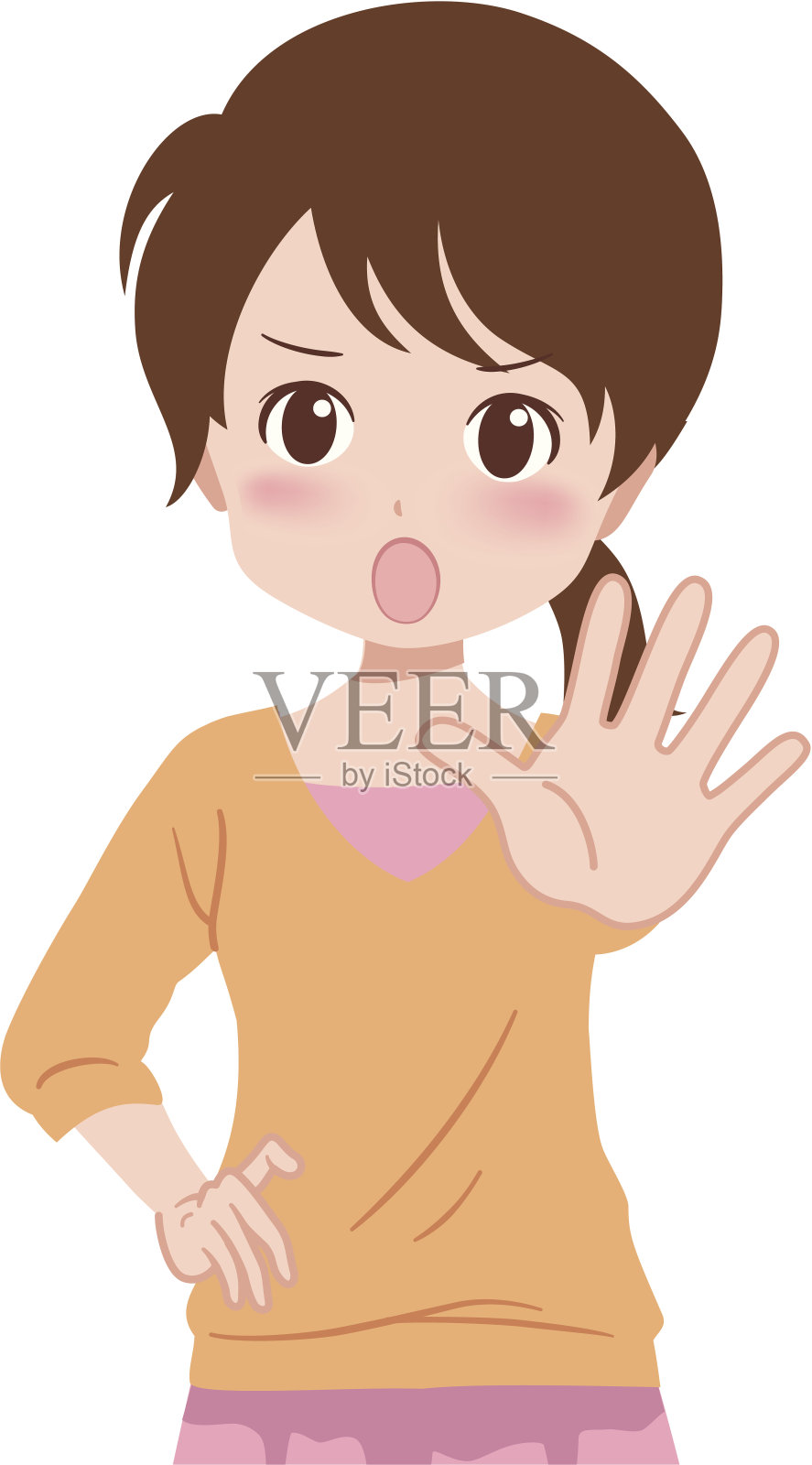 一个年轻的女人插画图片素材