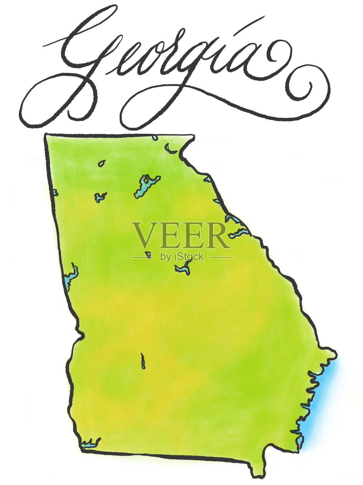 乔治亚州地图插画图片素材