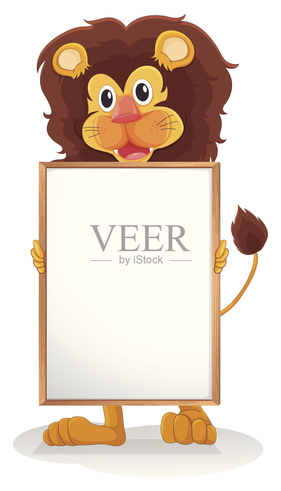 狮子微笑着拿着一块空板插画图片素材