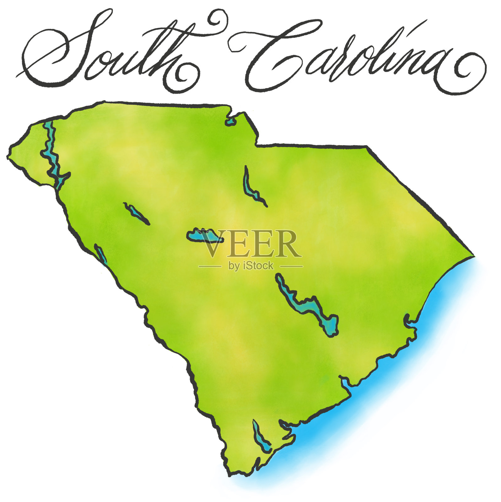 南卡罗来纳图插画图片素材