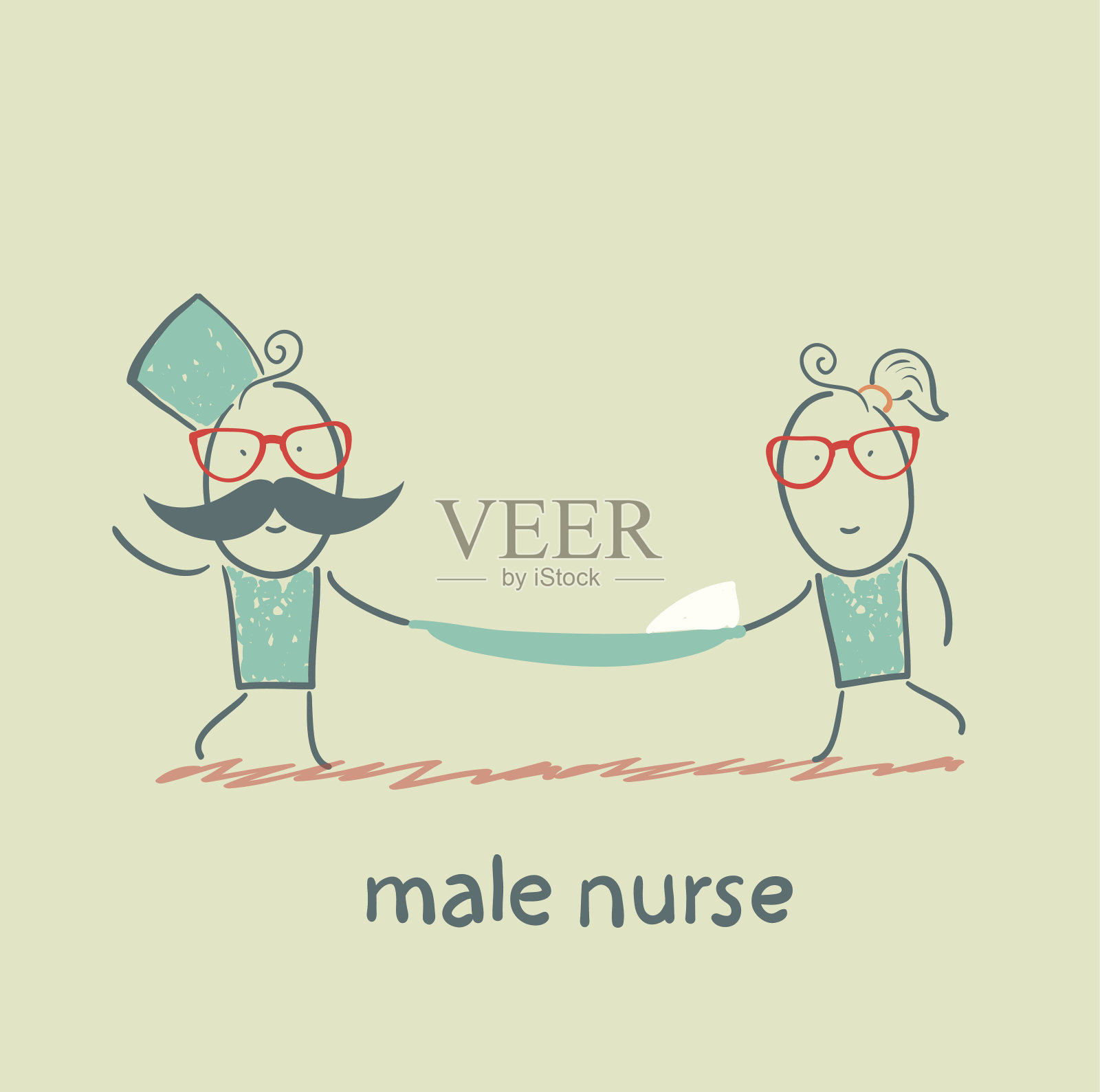 带担架的男护士插画图片素材