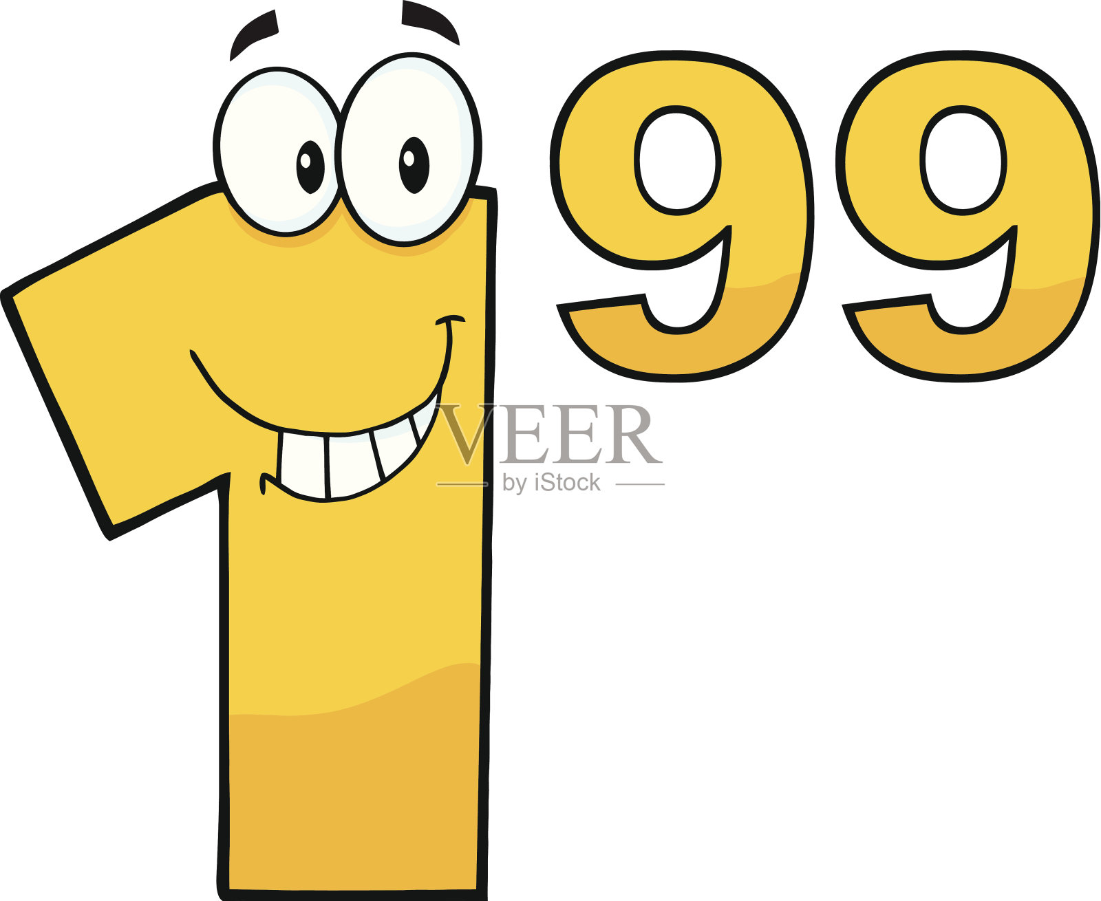 黄色价格标签号1.99插画图片素材