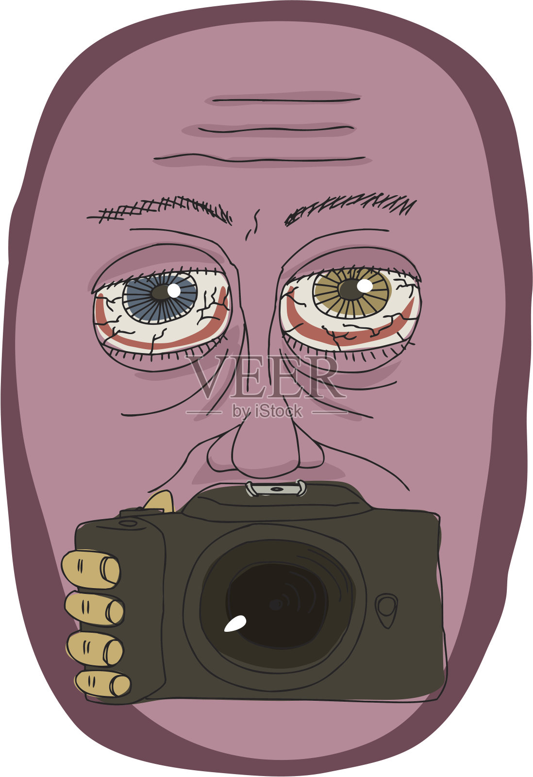 拿着相机的奇怪男人插画图片素材