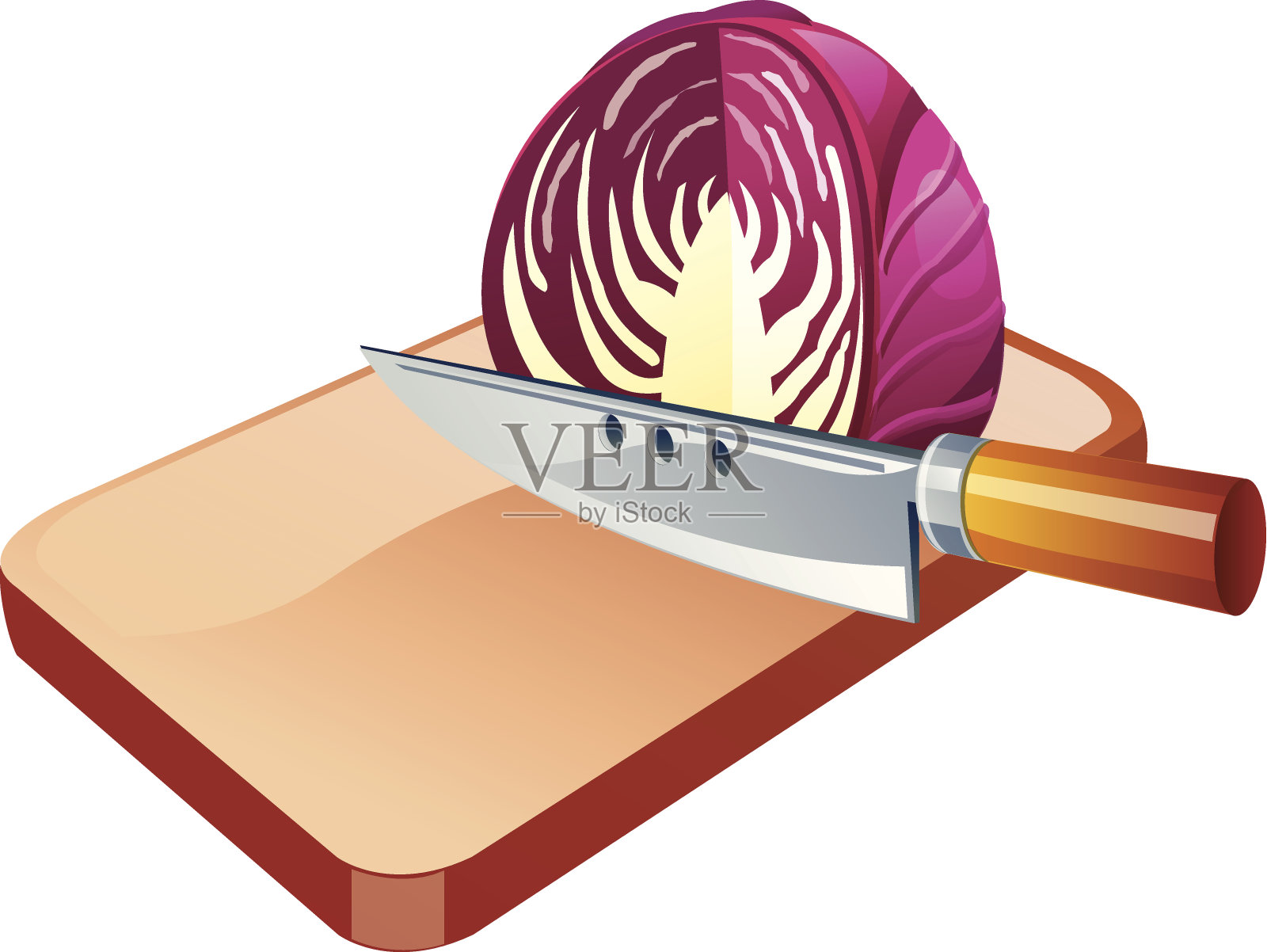 矢量图标卷心菜和刀插画图片素材