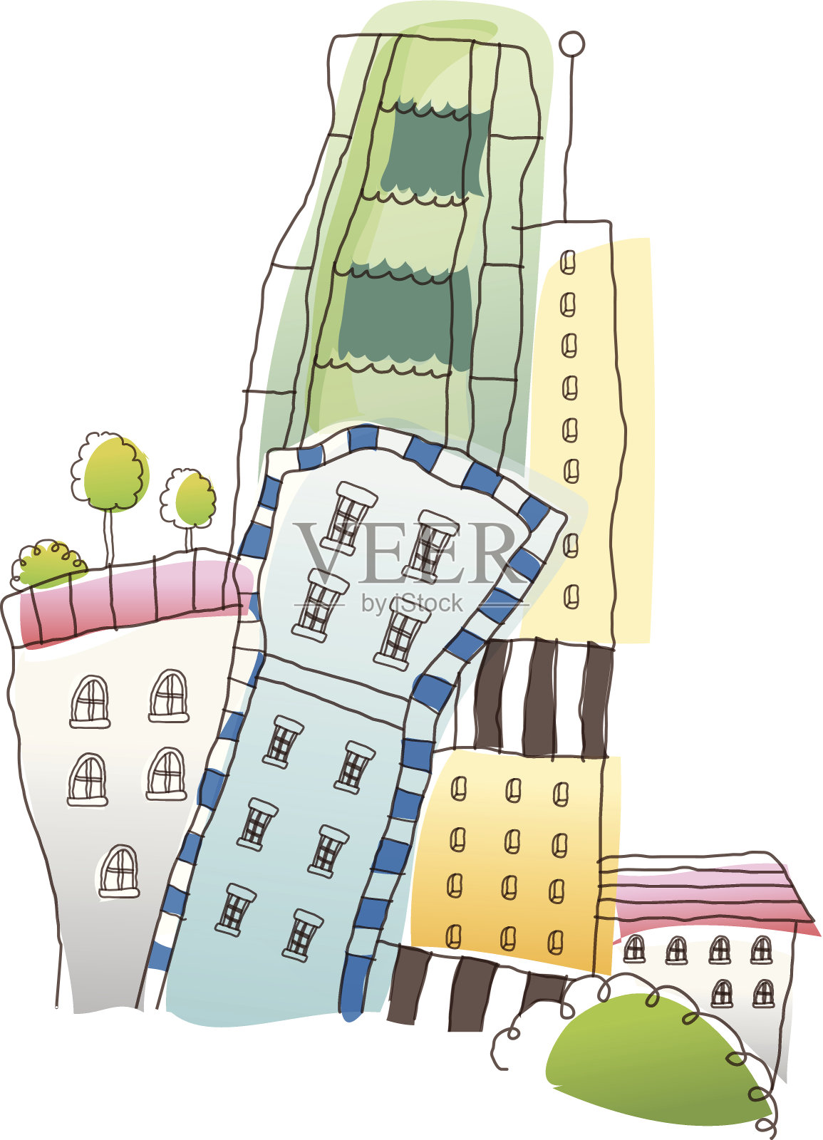 图标的城市插画图片素材