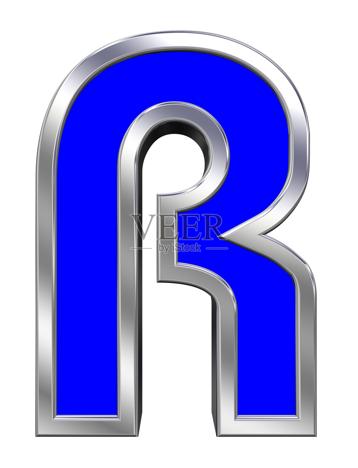 一个字母从蓝色与铬框架字母表集照片摄影图片