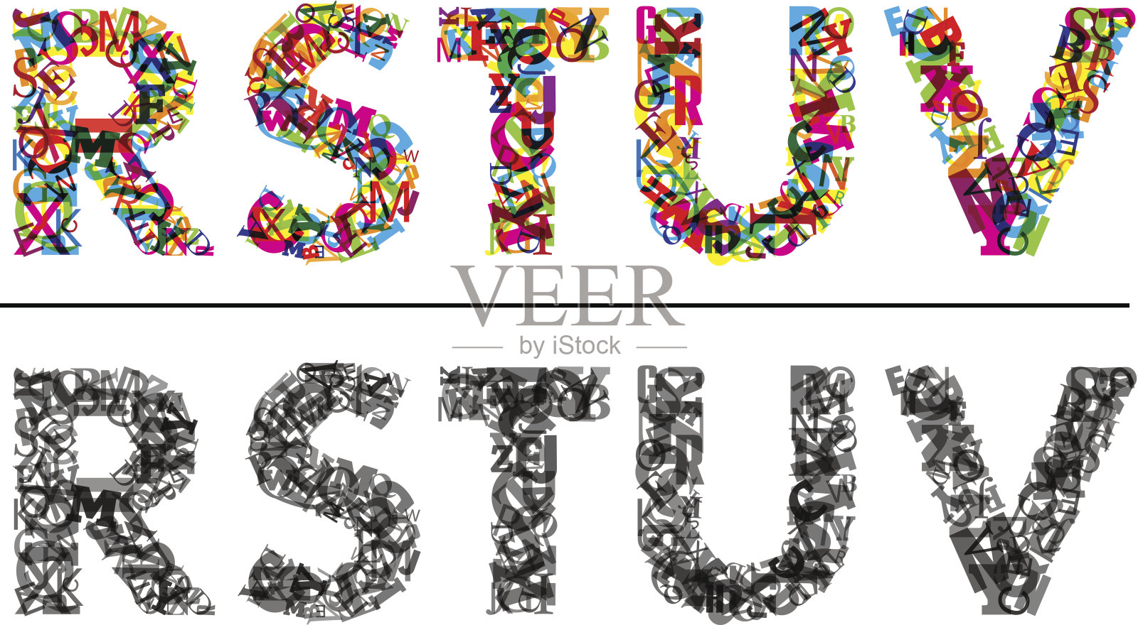 五颜六色的字母插画图片素材