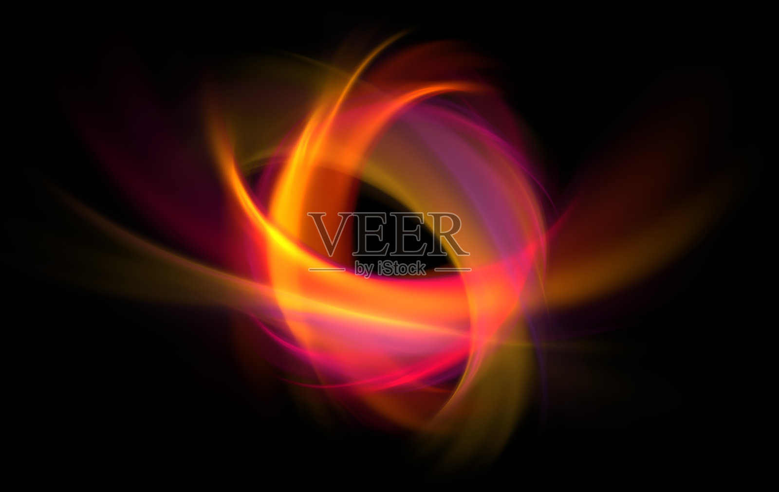 抽象的橙色圆圈上的黑色背景插画图片素材