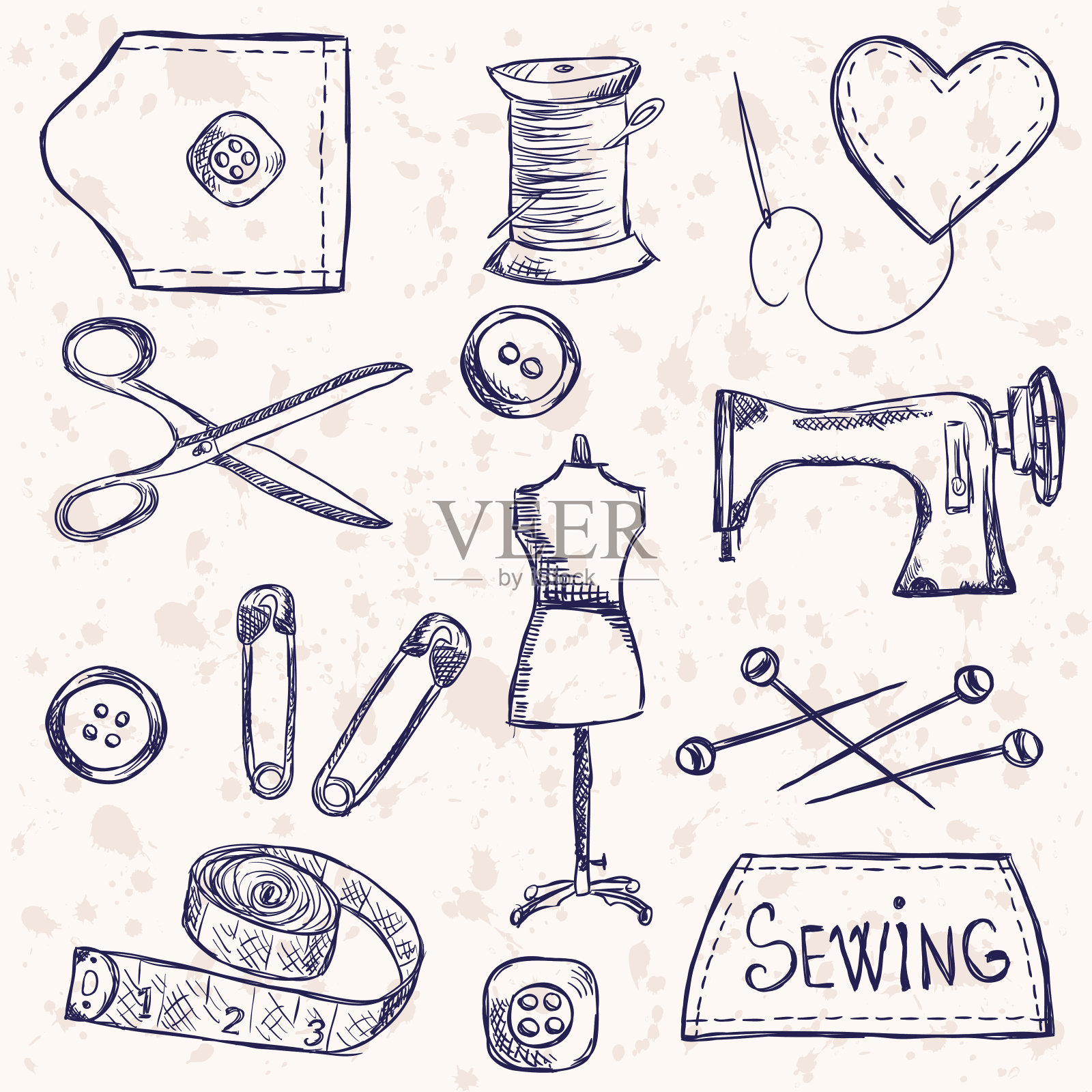 缝纫配件插画图片素材