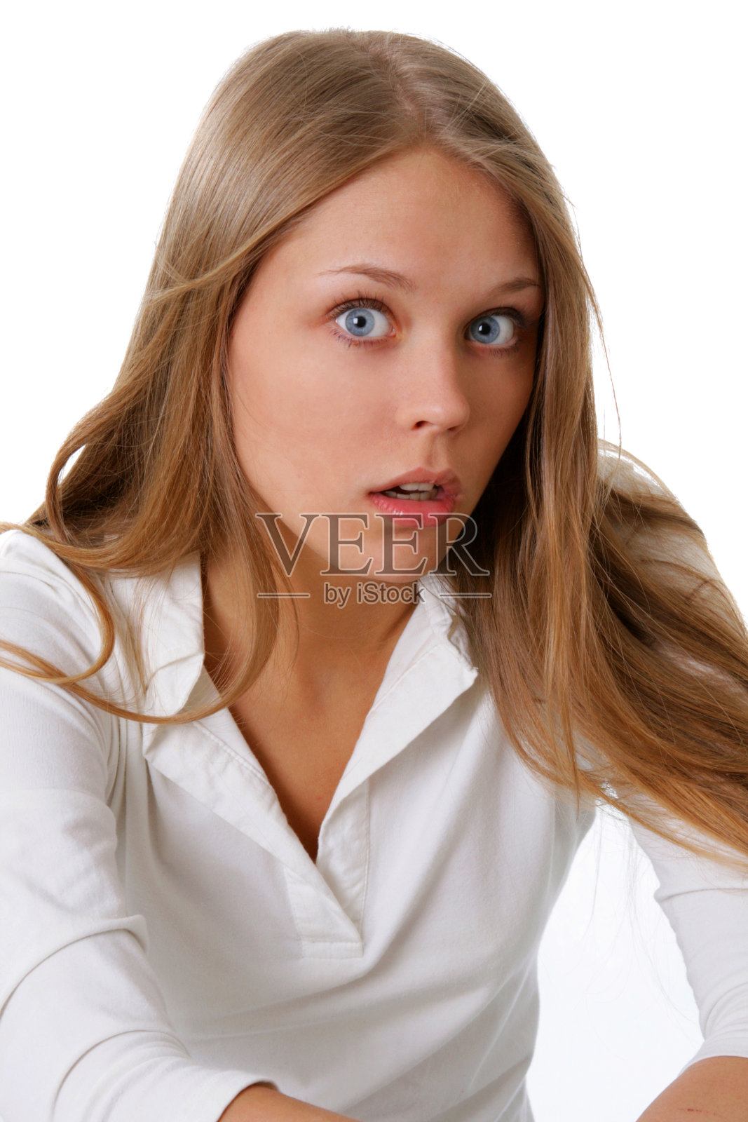 一个迷人的金发女人的肖像照片摄影图片