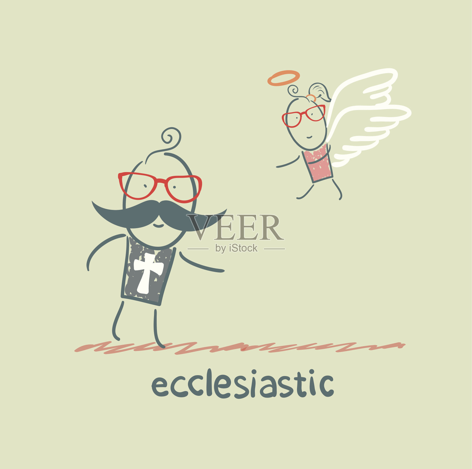 牧师看着天使设计元素图片