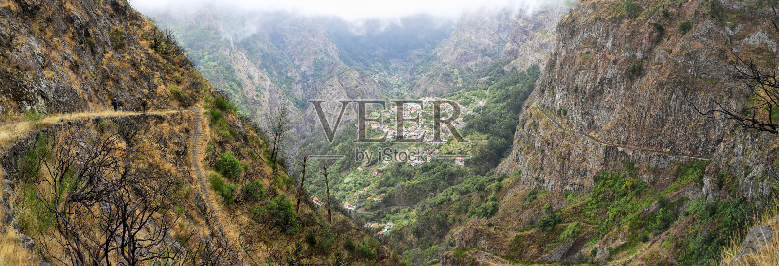 山谷修女马德拉,葡萄牙-全景照片摄影图片