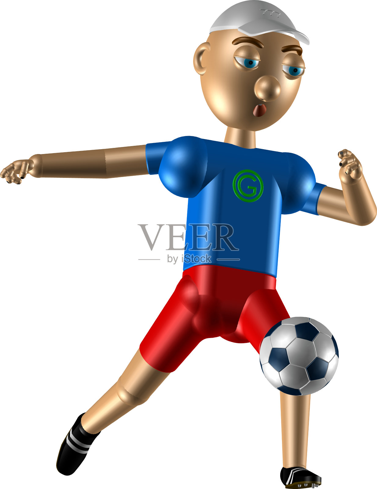 机器人在白色上踢足球照片摄影图片