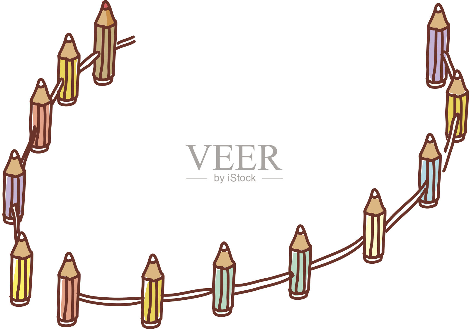 铅笔的栅栏插画图片素材