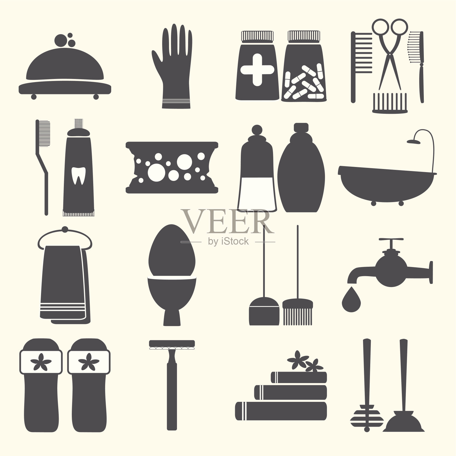 矢量设置装饰卫生图标剪影图标素材