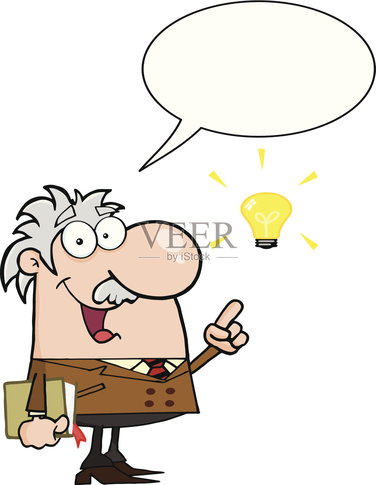 有想法和演讲泡泡的教授插画图片素材