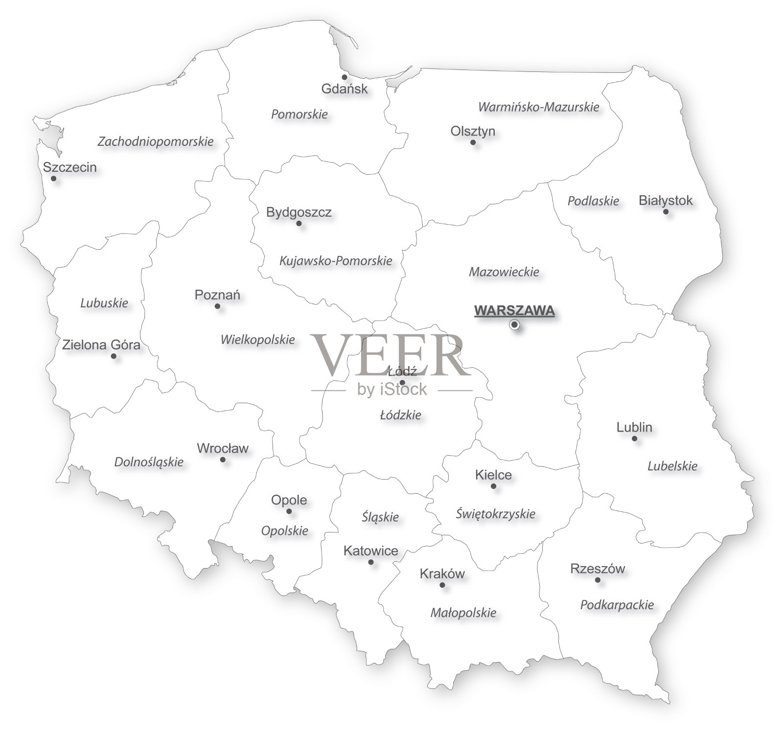 带省份的波兰地图照片摄影图片