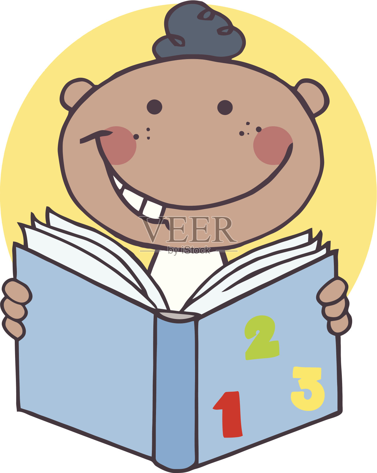 非裔美国男孩读一本有背景的书设计元素图片