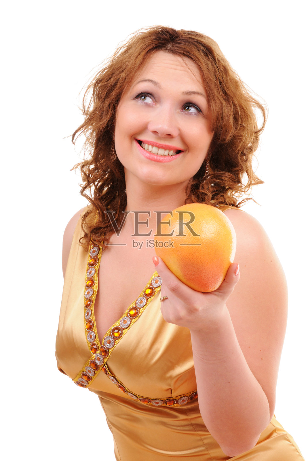 美女和葡萄柚照片摄影图片