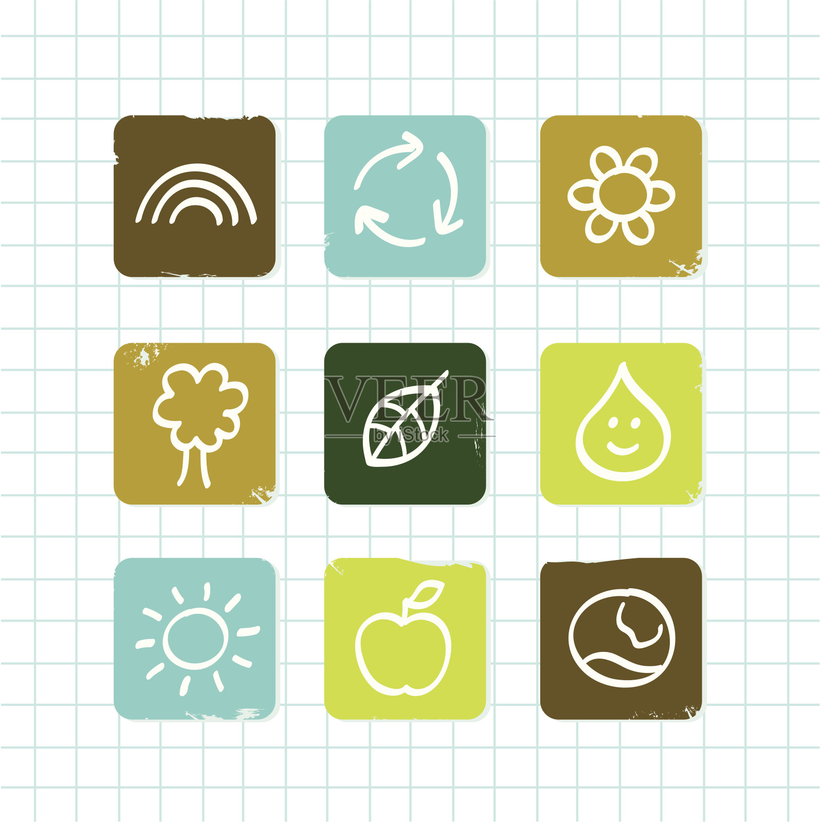 学校涂鸦,自然和教育图标孤立在白色网格图标素材