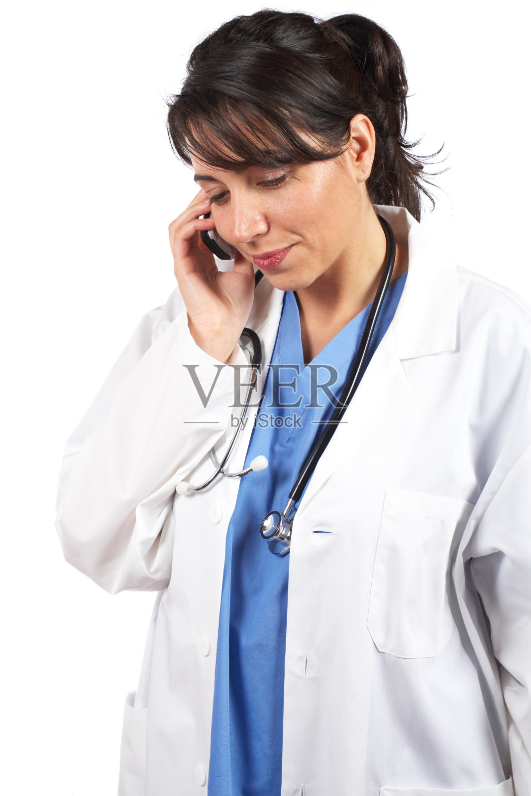 女医生正在打电话照片摄影图片