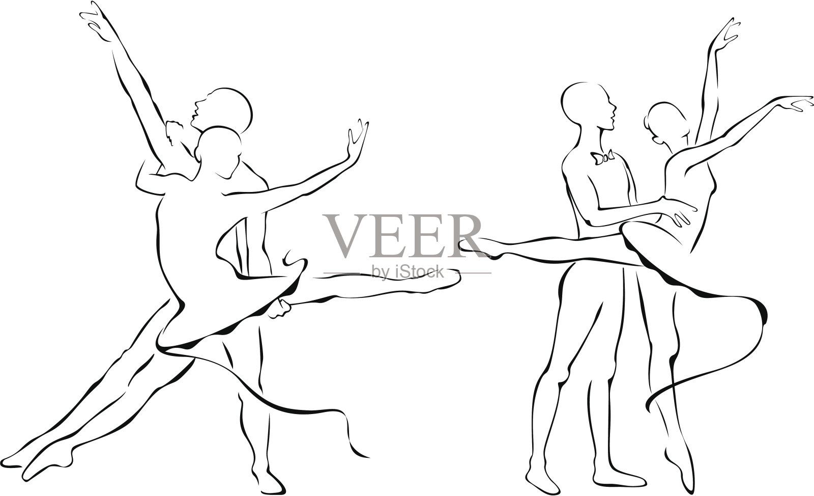 芭蕾舞蹈伴侣插画图片素材