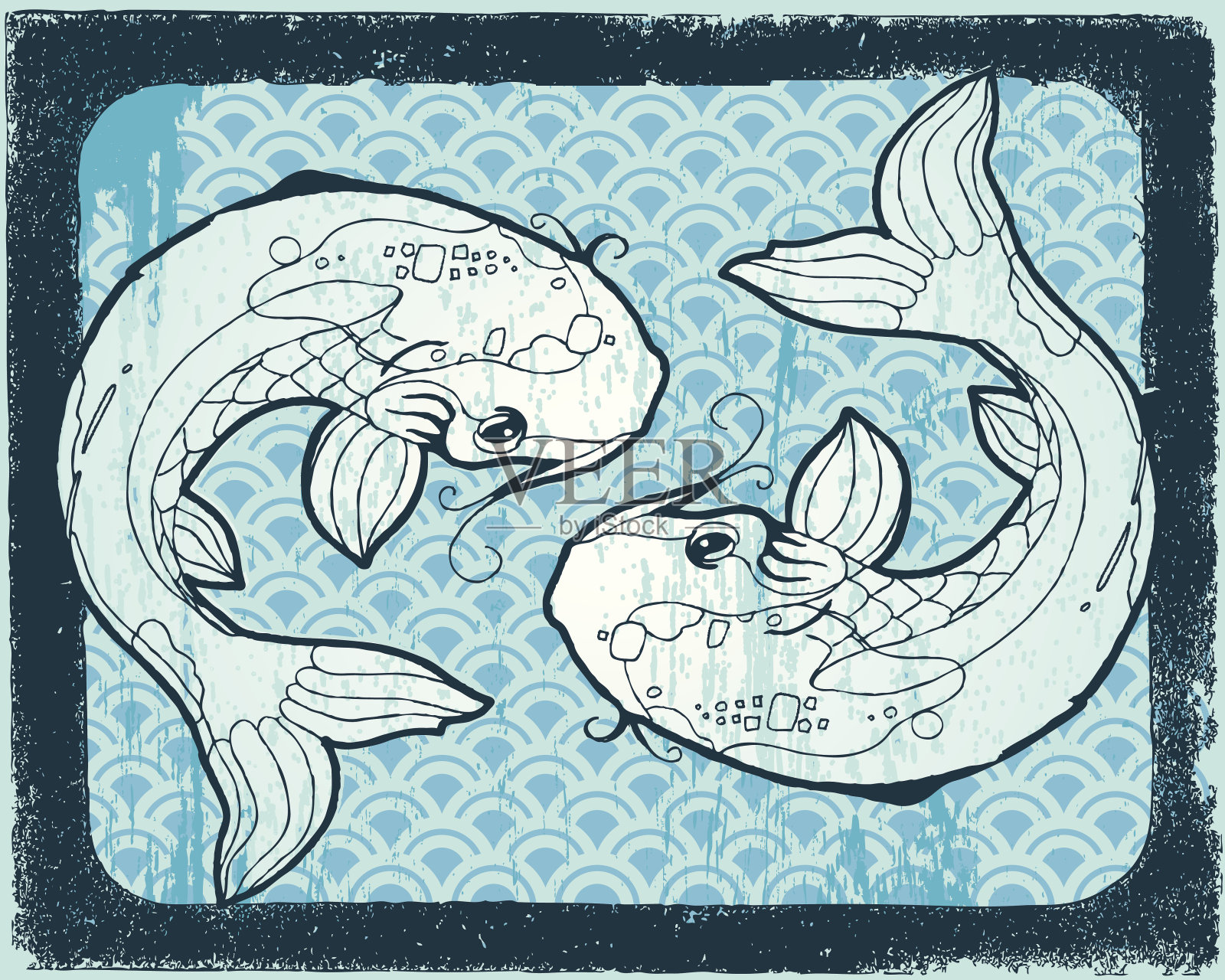 锦鲤双胞胎插画图片素材