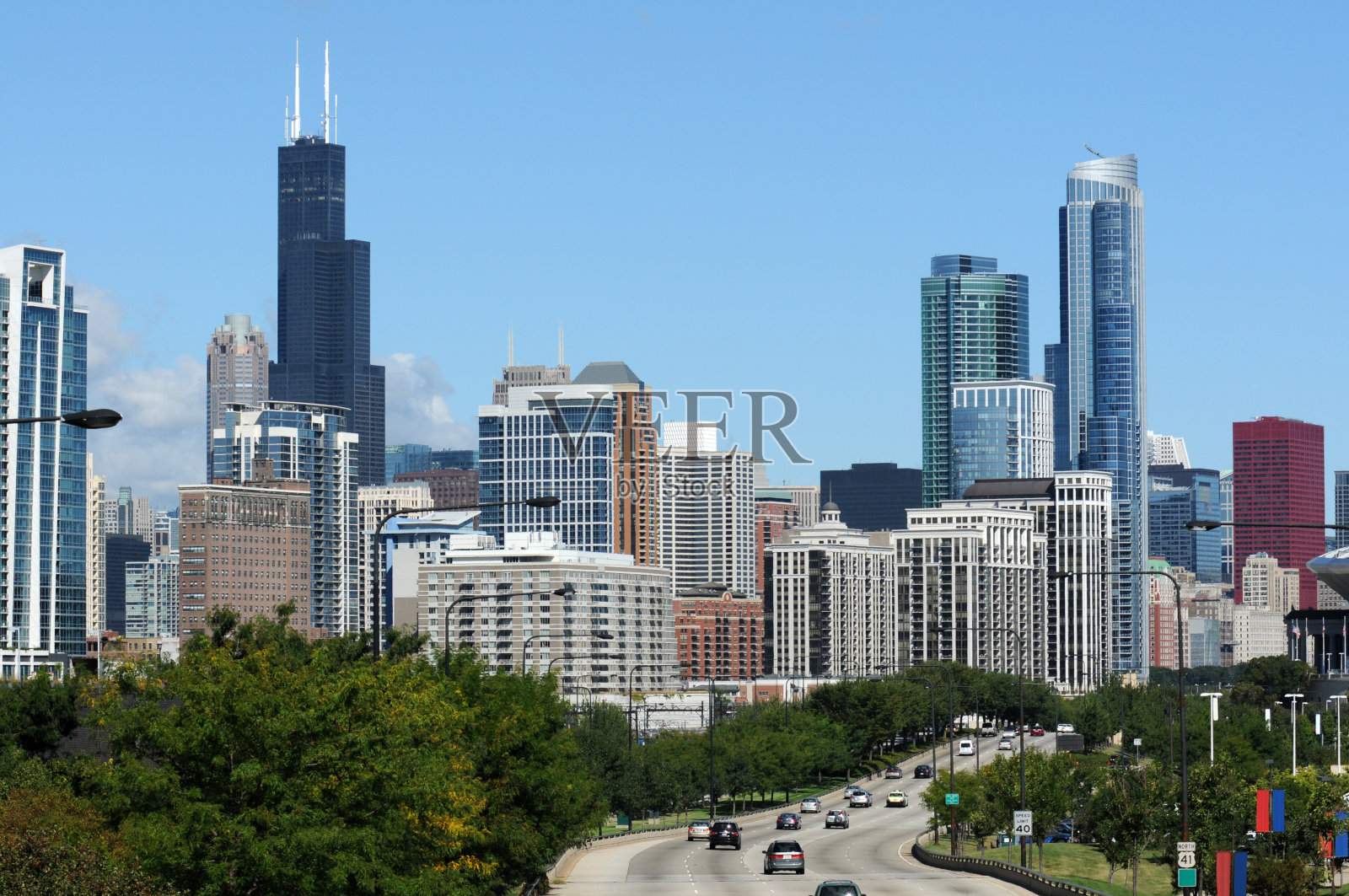 芝加哥市中心的城市景观照片摄影图片