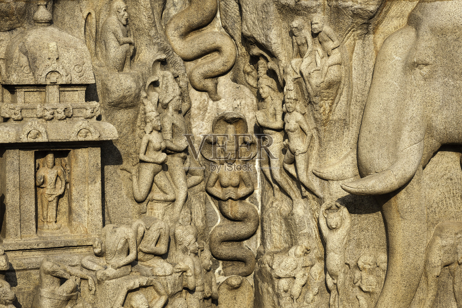 岩石雕刻,印度,Mamallapuram,泰米尔纳德邦,印度照片摄影图片