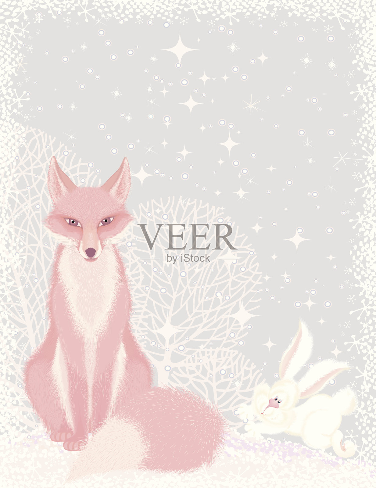 粉色狐狸设计元素图片