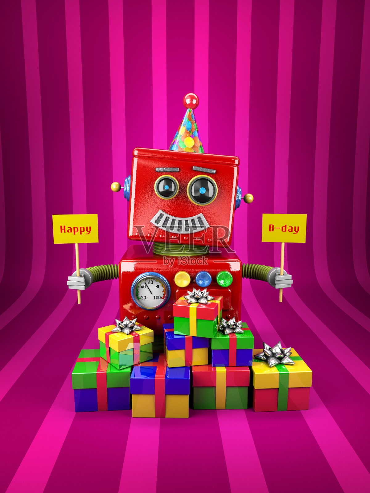 生日快乐的机器人照片摄影图片