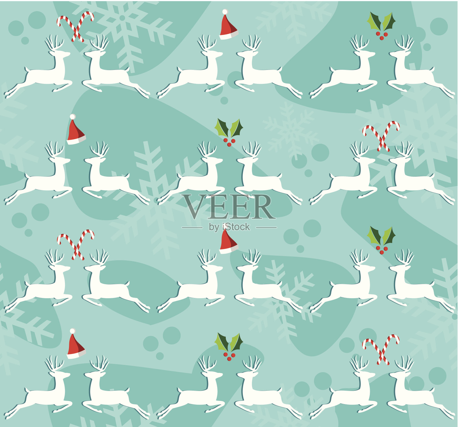 圣诞驯鹿无缝图案插画图片素材