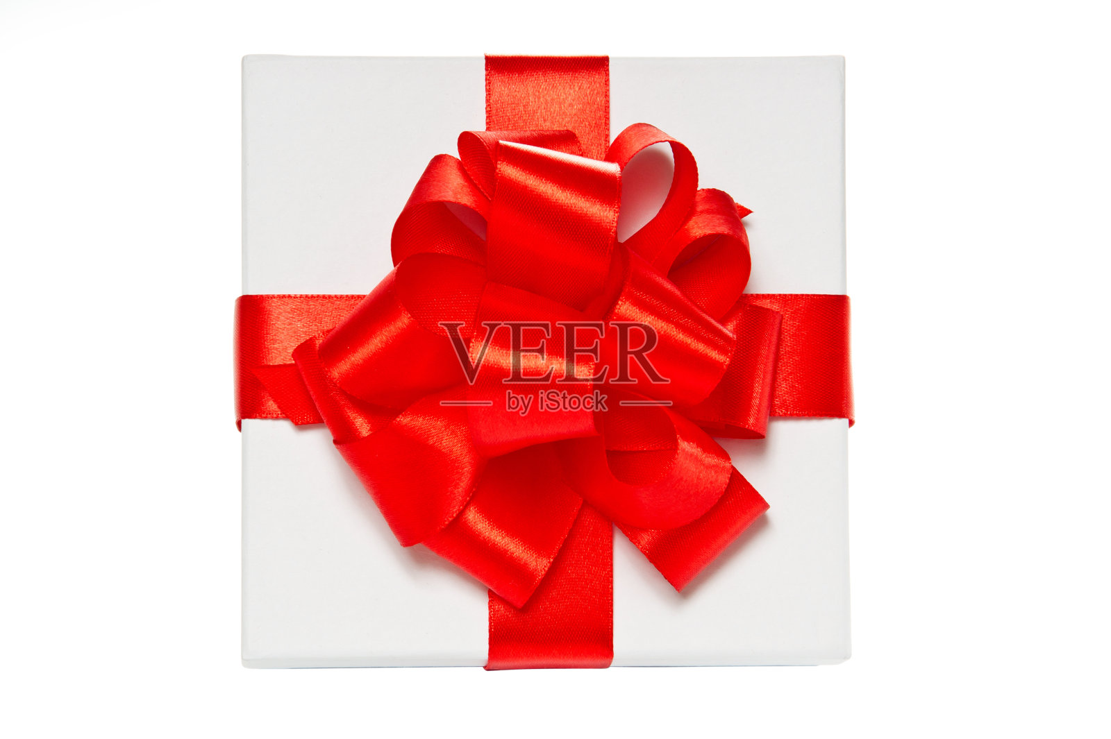 白色纸板礼盒。前视图。照片摄影图片