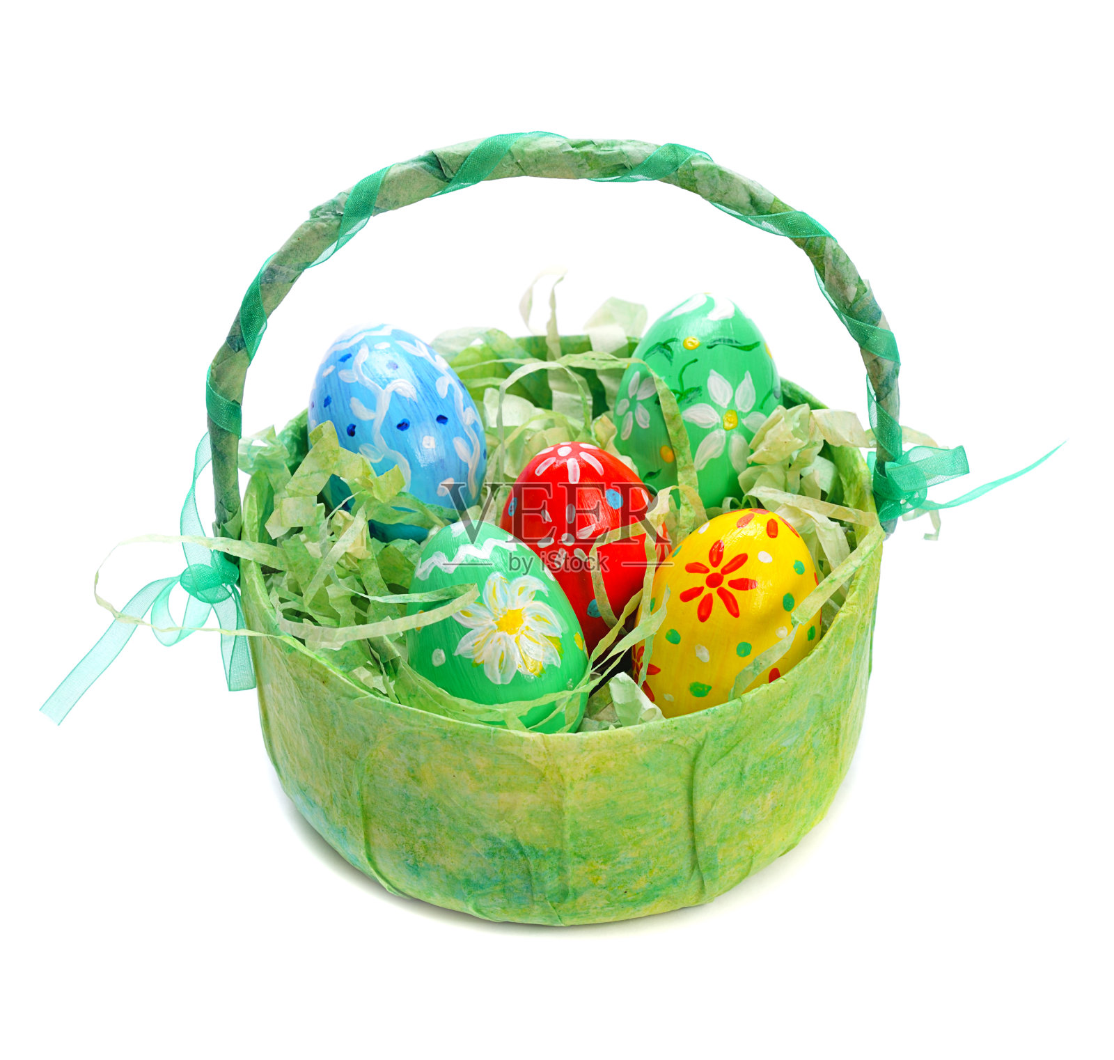 篮子里的复活节彩蛋照片摄影图片