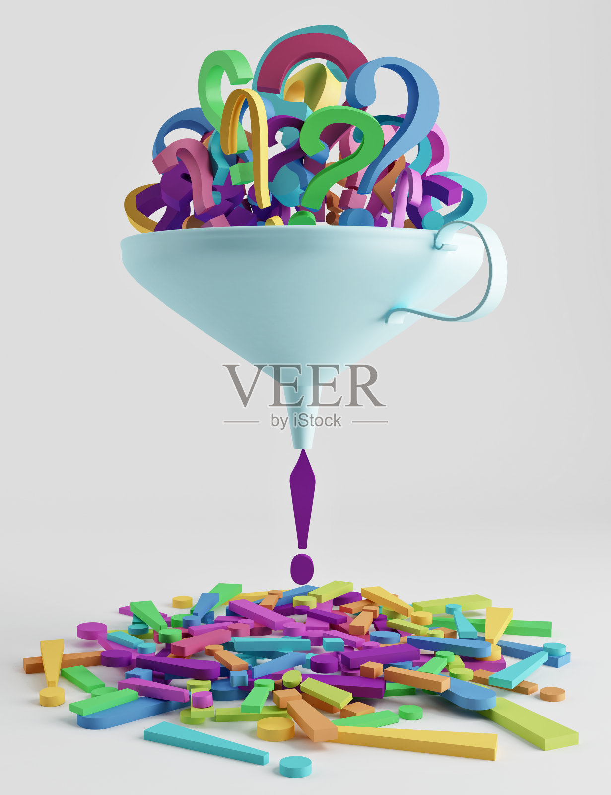 多彩的问号变成了感叹号插画图片素材