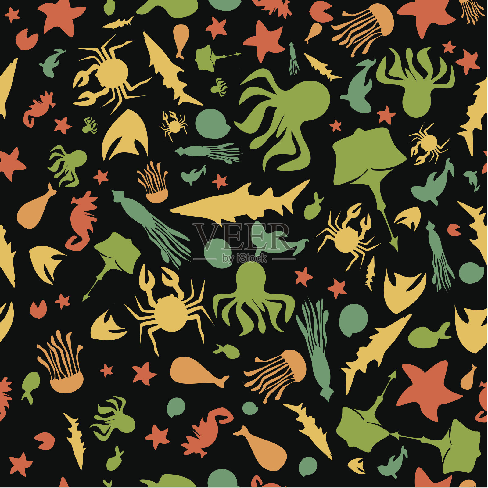 海洋无缝模式插画图片素材