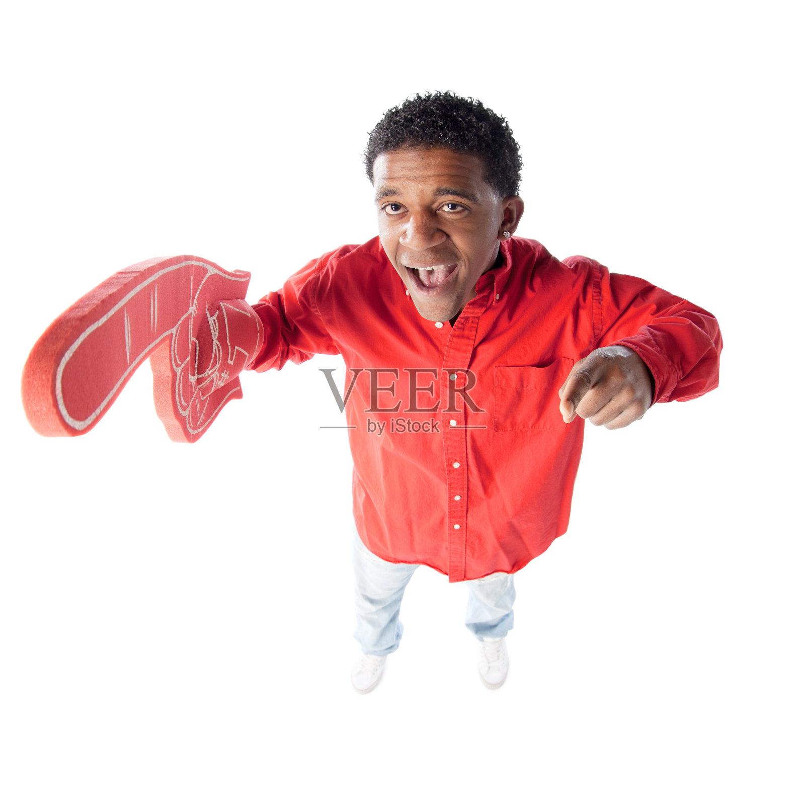 体育爱好者:黑人欢呼一号队颜色红色照片摄影图片