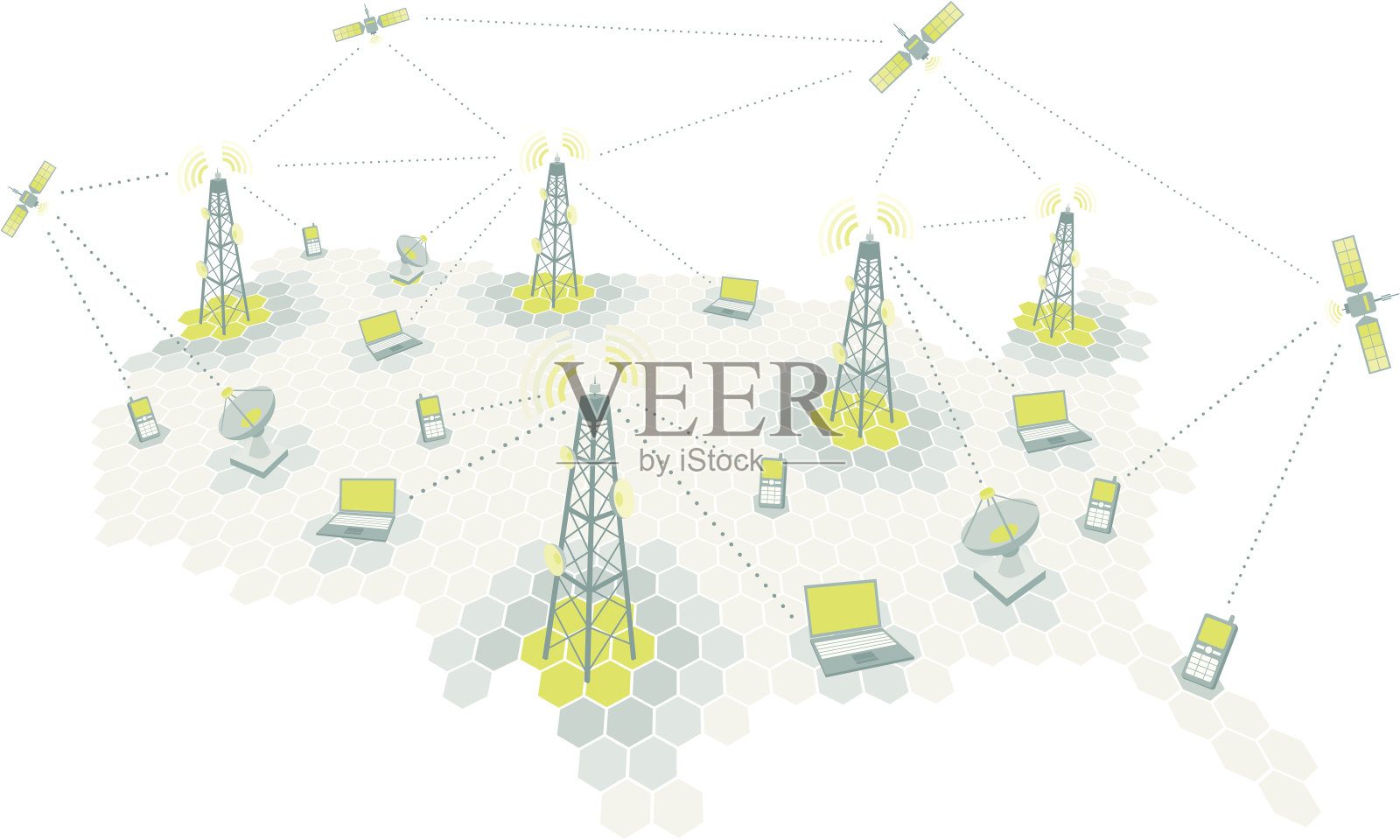 复杂的电信网络/通信图插画图片素材