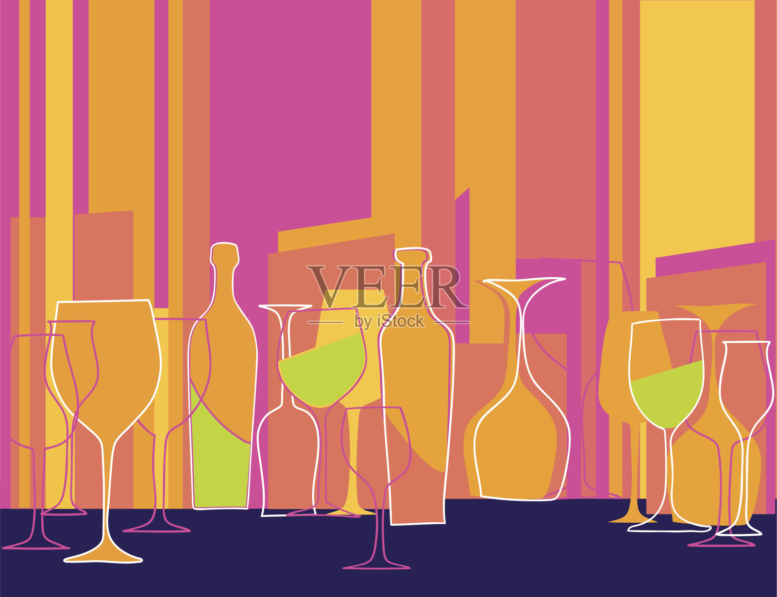 酒吧的剪影插画图片素材