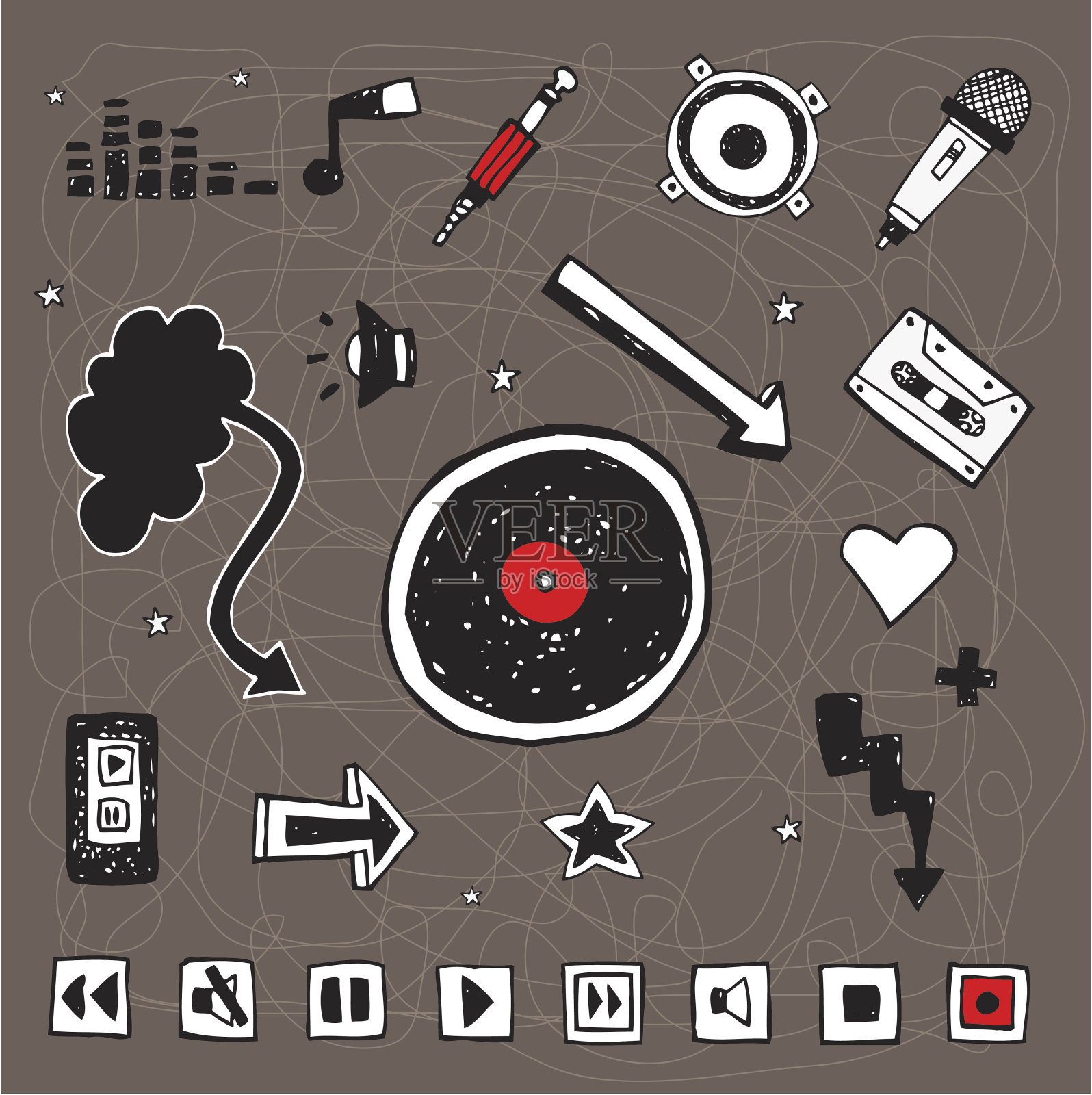 音乐涂鸦集合插画图片素材