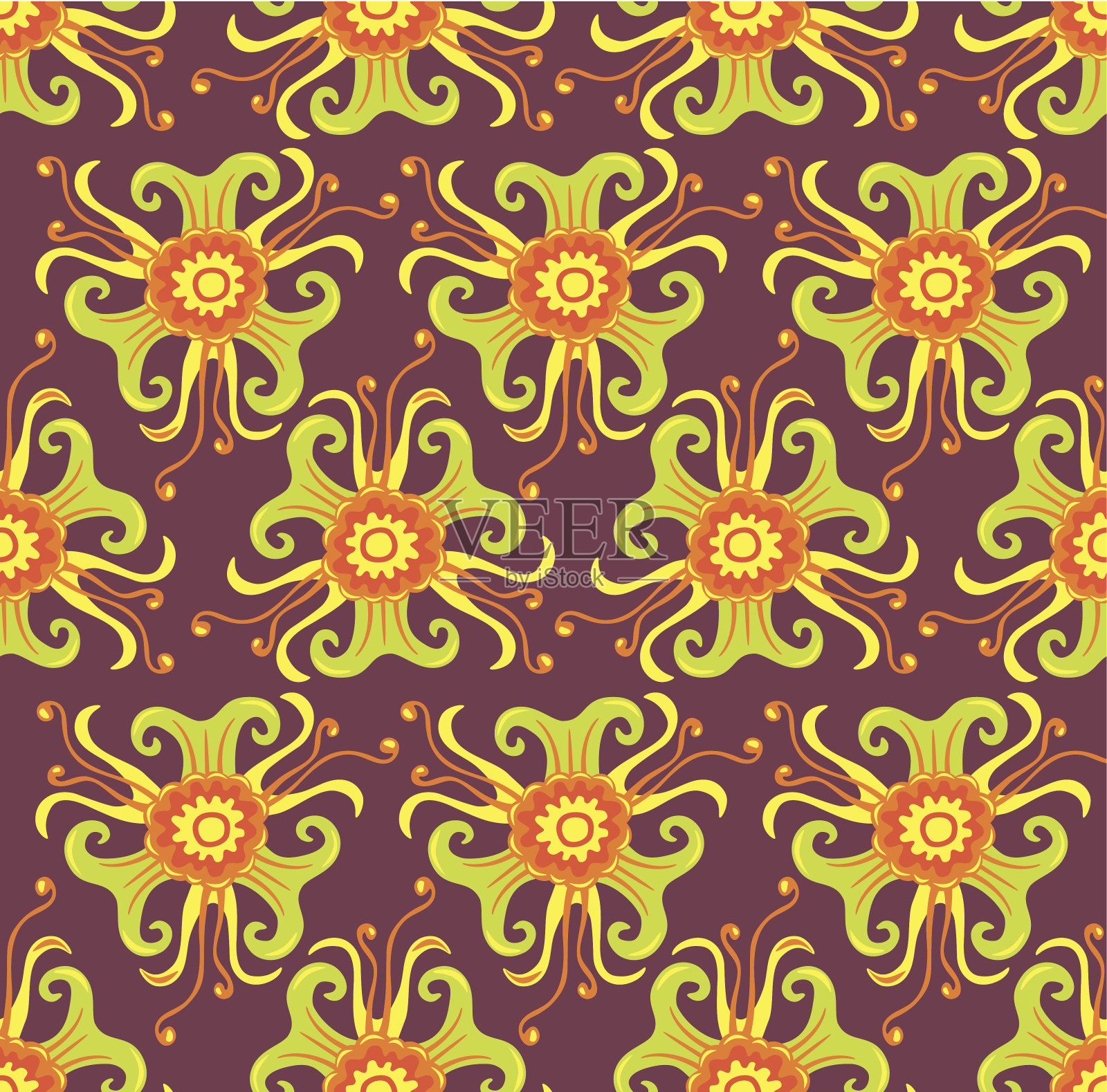 迷幻无缝模式插画图片素材