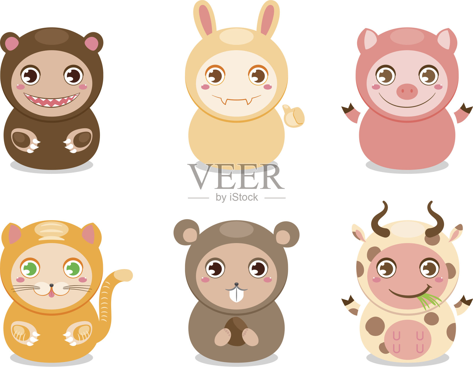 可爱的卡通动物插画图片素材