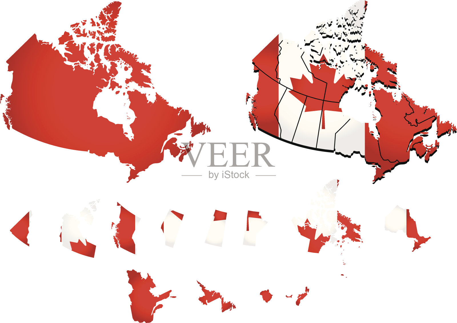带国旗的加拿大地图插画图片素材
