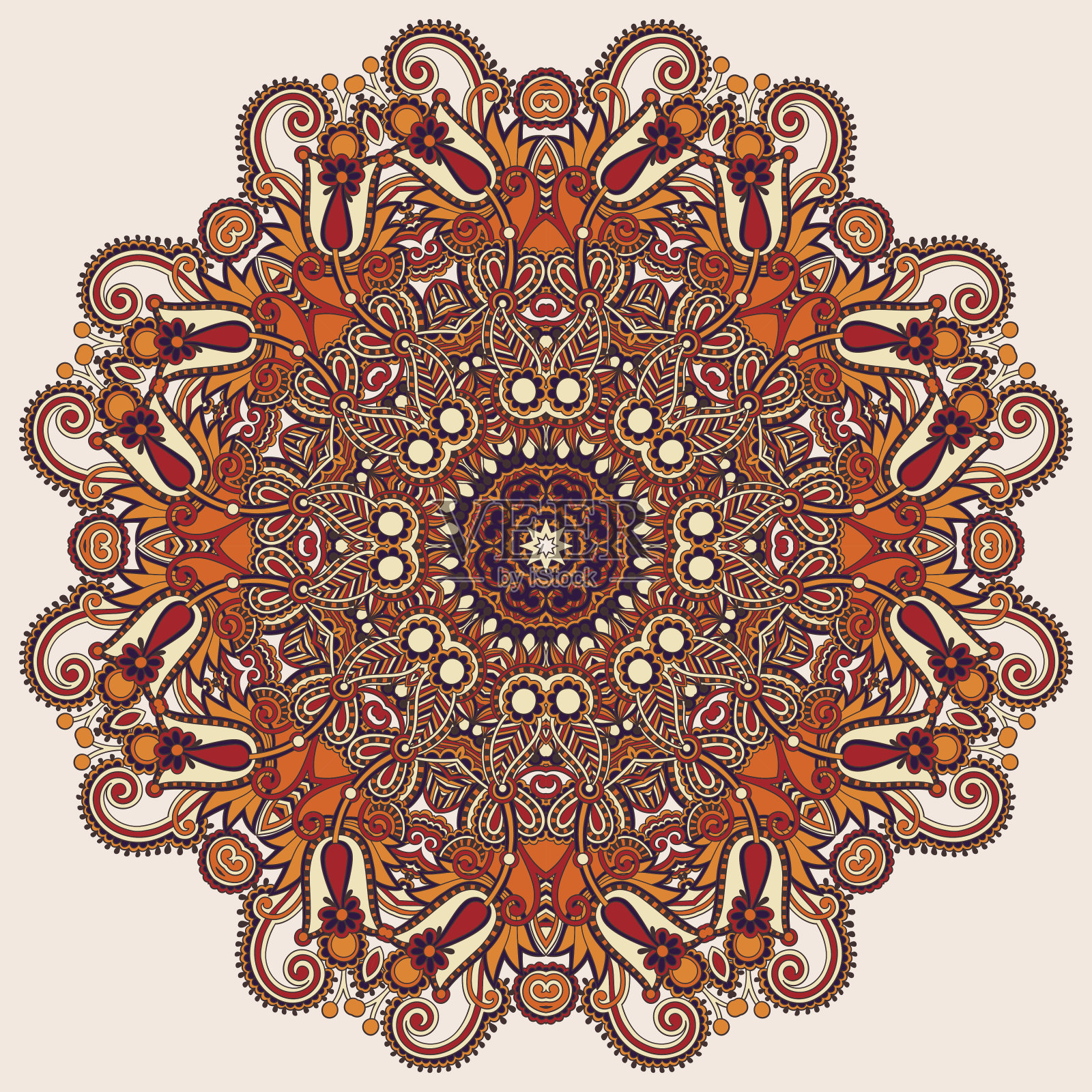 圆形花边点缀,圆形装饰几何桌布图案插画图片素材