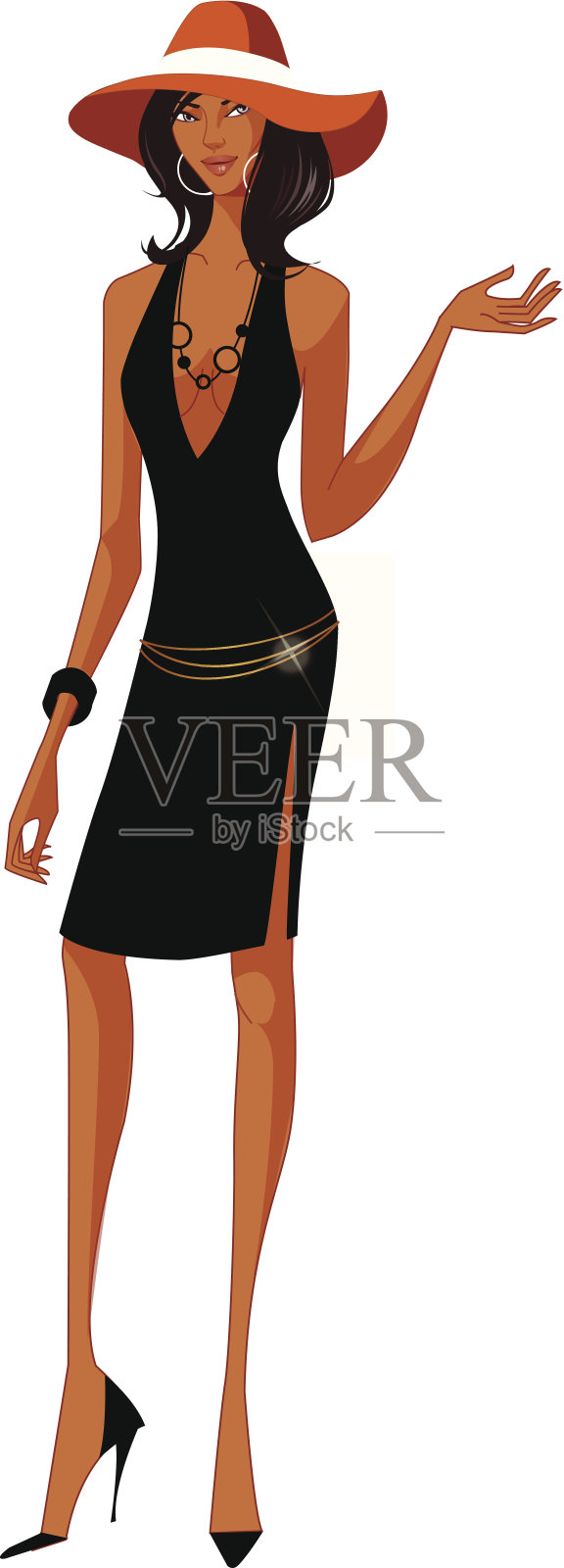 女人站立的特写插画图片素材